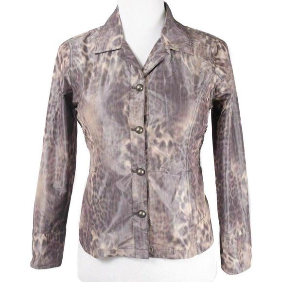 ANALOGY Purple & Tan Leopard Print Light Jacket Women's Size Large - Picture 1 of 4